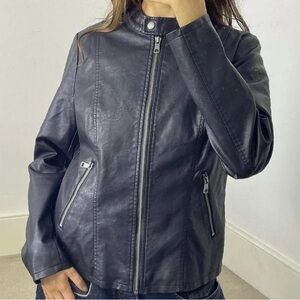black leather biker jacket coat